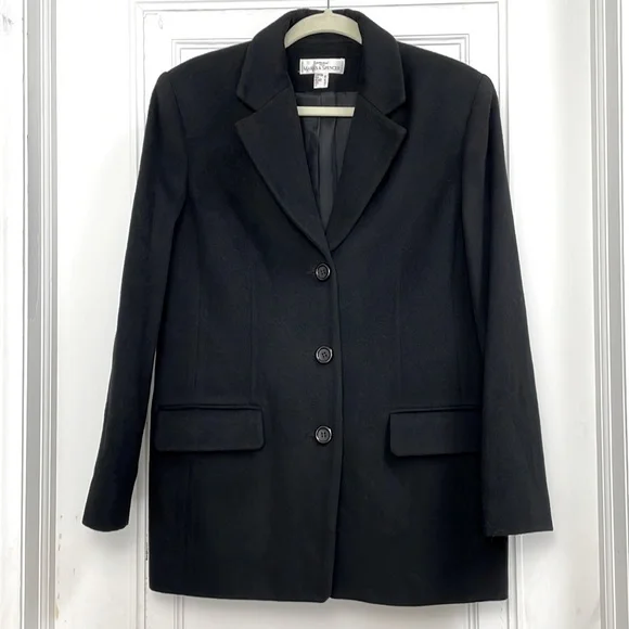 Vintage ST MICHAEL Mark & Spencer cashmere blend Blazer black classic - Picture 2 of 14